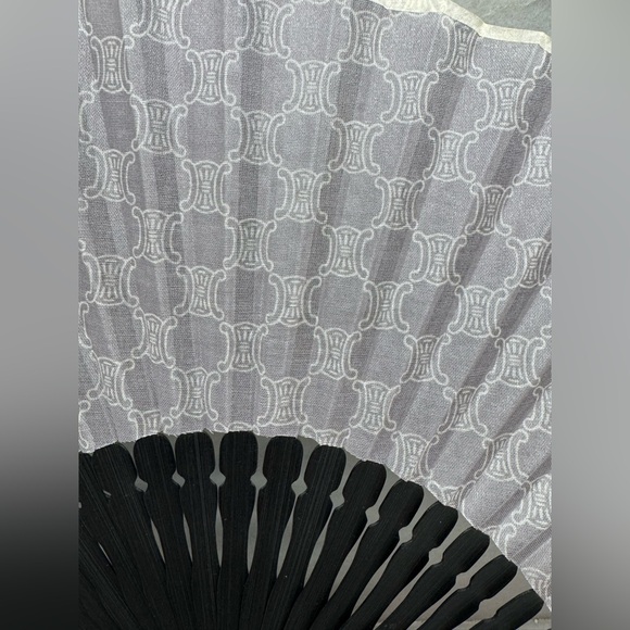 Celine Macadam Gray Folding Hand Fan - Picture 4 of 6